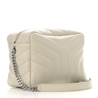 Saint Laurent Calfskin Y Quilted Monogram Small Loulou Bowling Bag Ivory 3 of 13