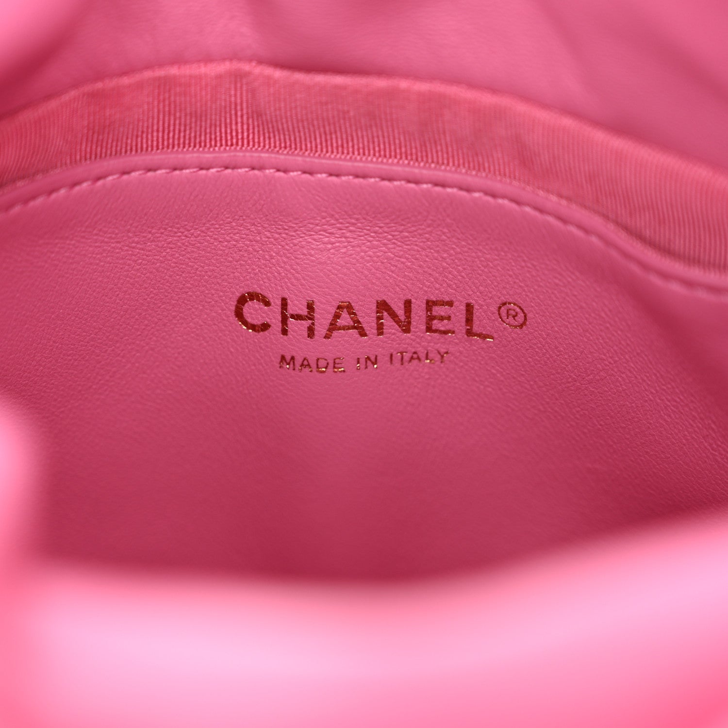 Chanel Calfskin Small CC Chain Bucket Drawstring Bag Pink 6 of 10