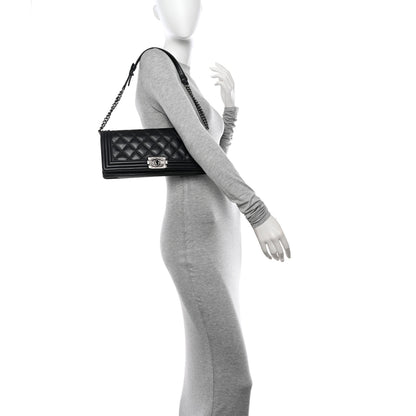 Chanel Calfskin Double Stitch Boy Clutch With Removable Chain Black 2 of 11