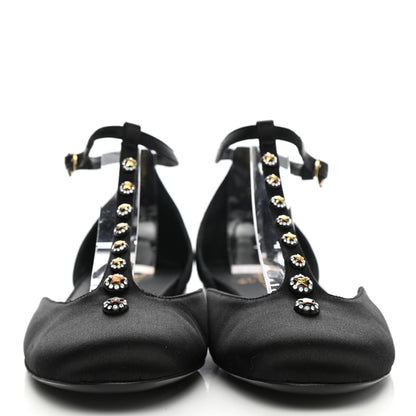 Chanel Satin Crystal Star Flats 40 Black 2 of 8