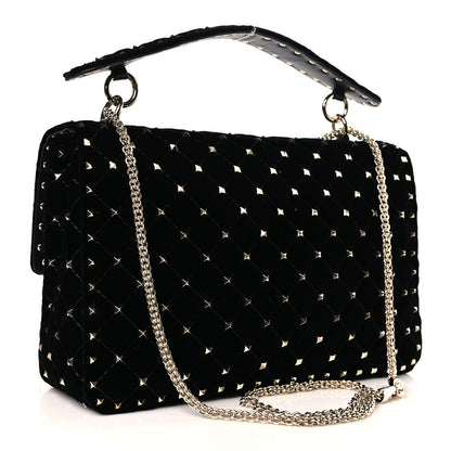 Valentino Garavani Velvet Medium Rockstud Spike Shoulder Bag Black 3 of 8