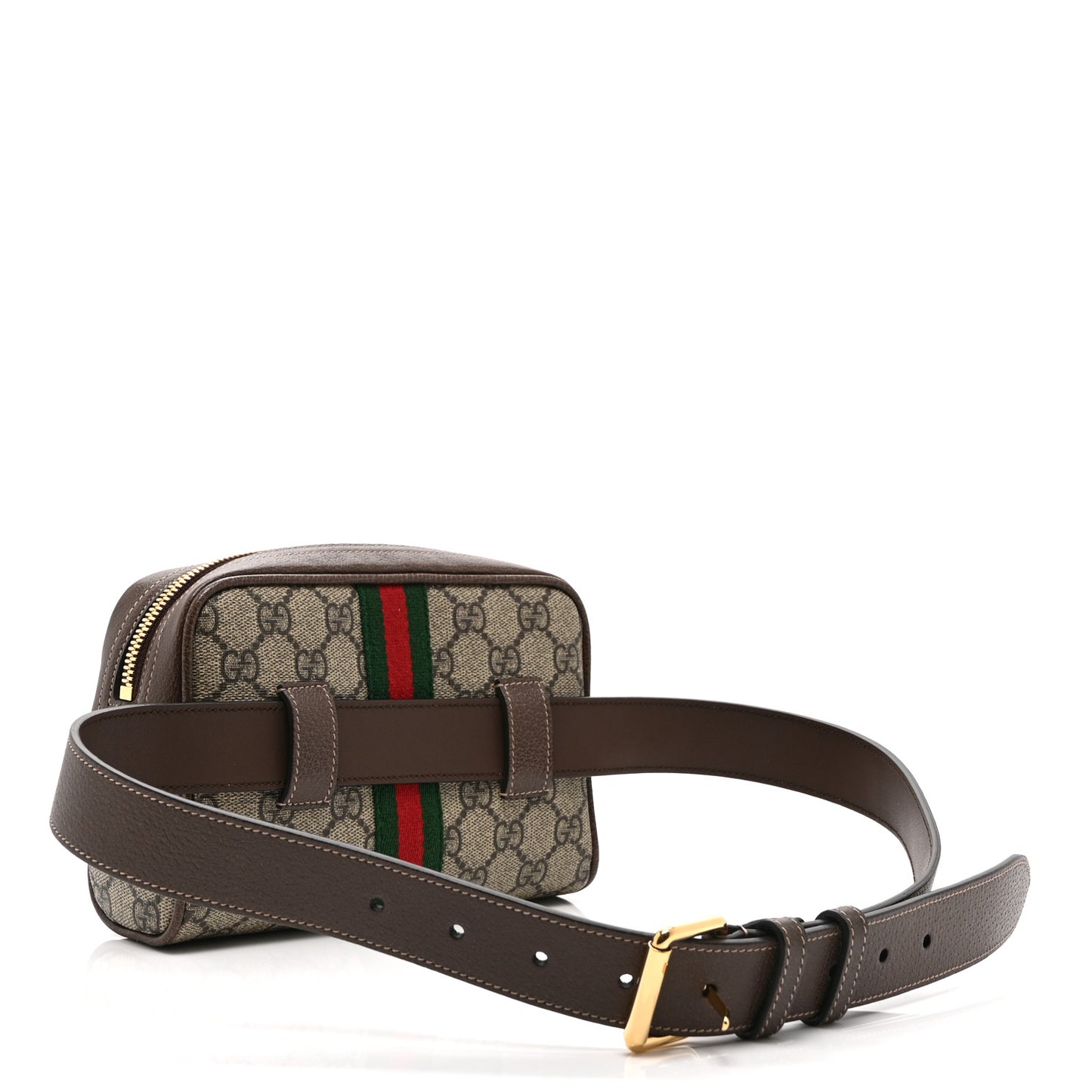 GG Supreme Monogram Web Small Ophidia Belt Bag 85 34 Dark Brown
