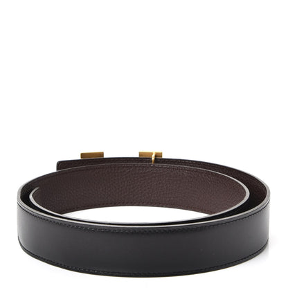 Hermes Box Togo 32mm H Belt 80 Black Chocolate 3 of 9