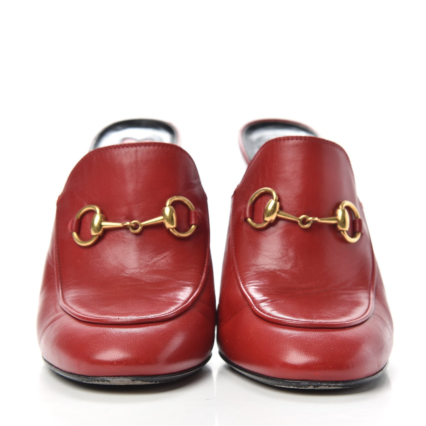 Malaga Kid Horsebit Princetown High Heel Mules 37.5 Hibiscus Red
