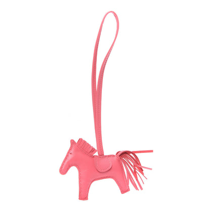 Hermes Milo Lambskin Grigri Rodeo Horse Bag Charm PM Rose Azalee 2 of 5
