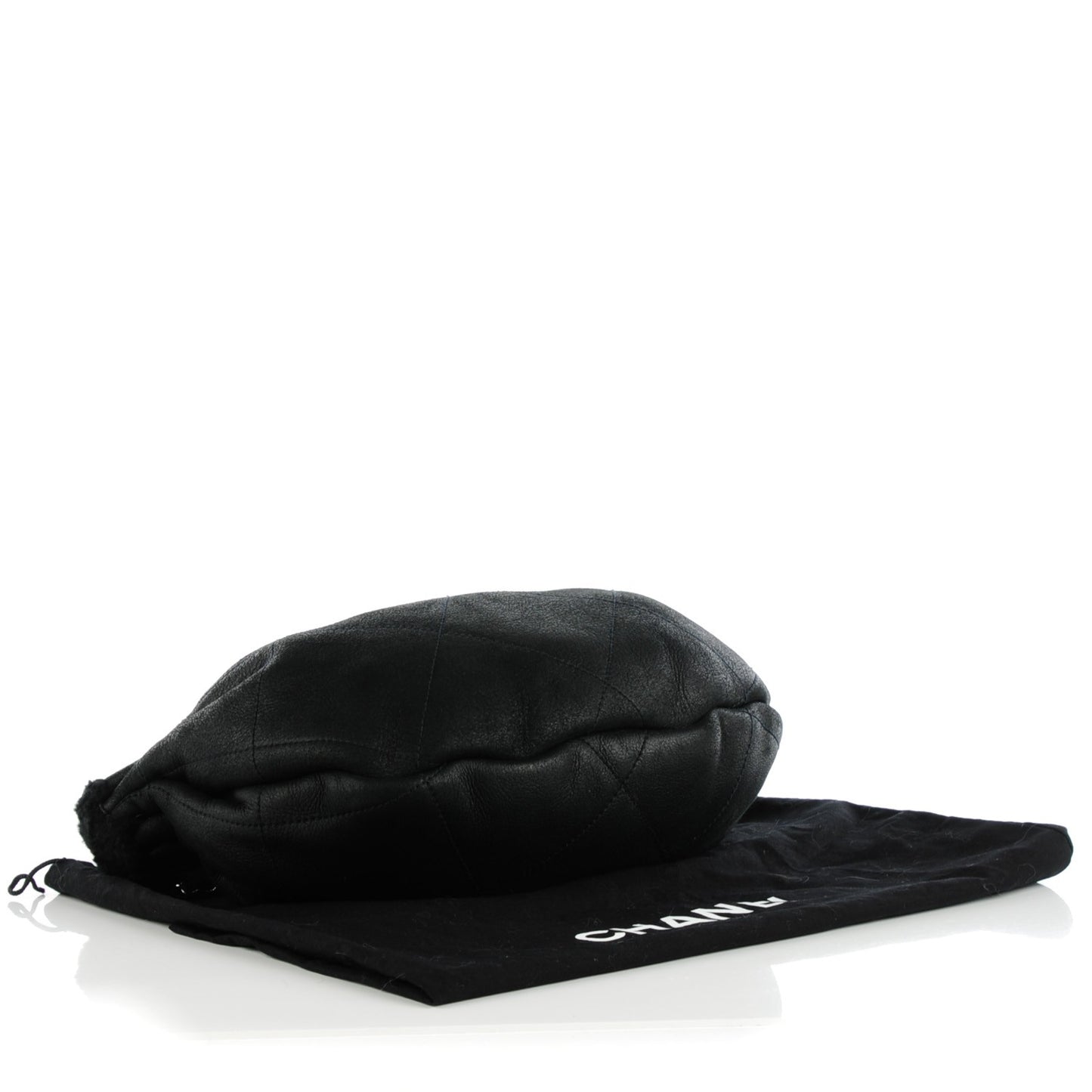 Shearling Suede Calfskin Stitched Hobo Black