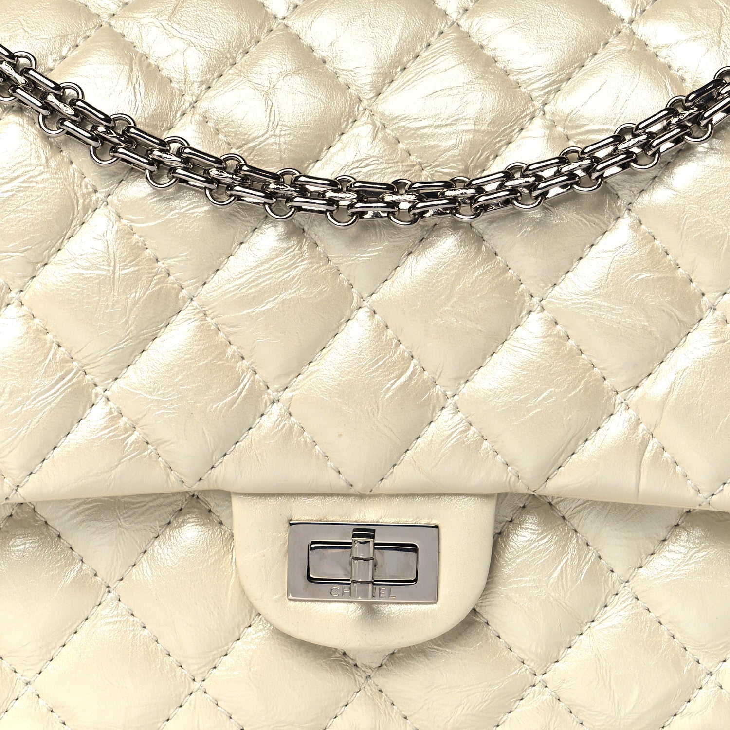 Chanel Metallic Aged Calfskin Quilted 2.55 Reissue 226 Flap White 10 of 10