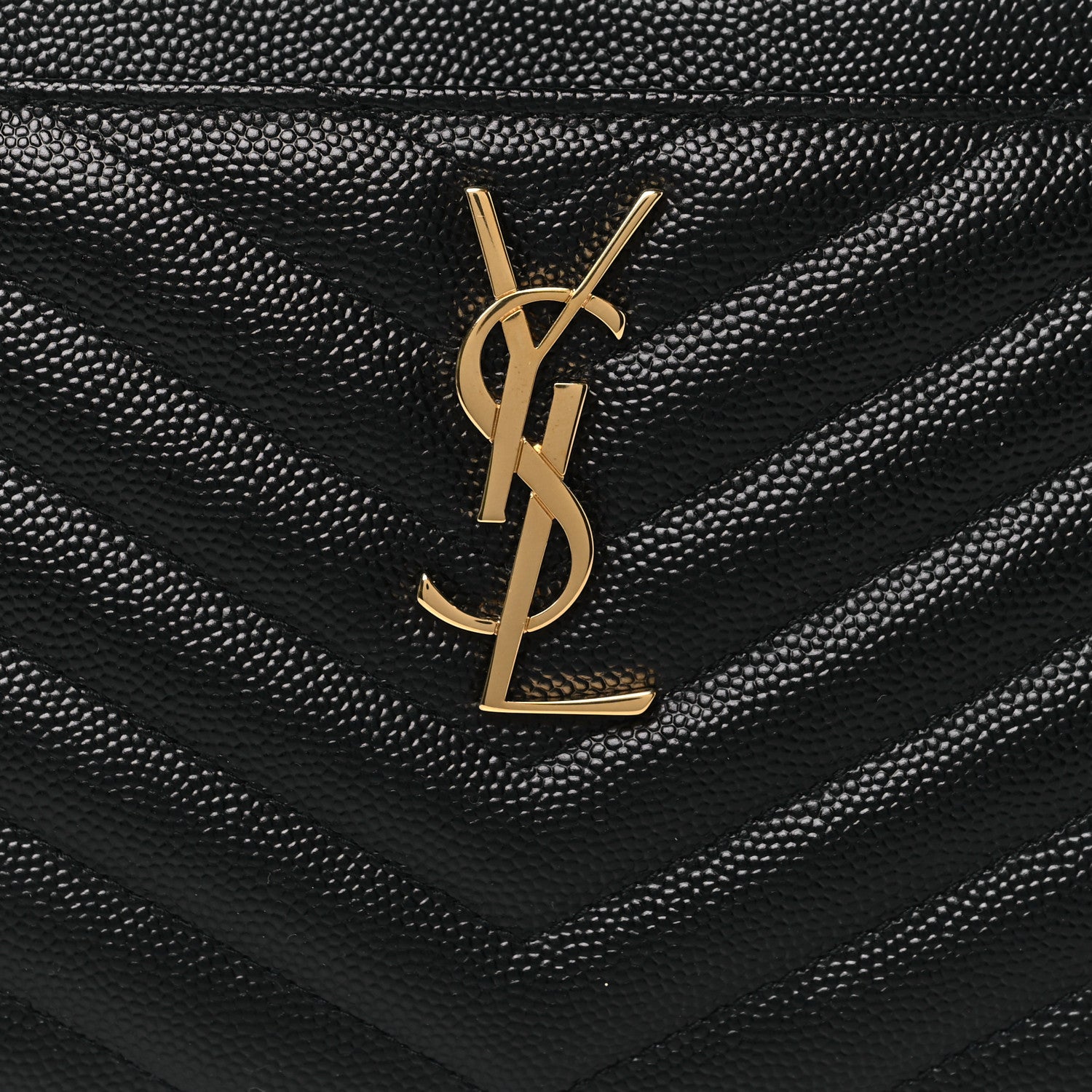 Saint Laurent Grain De Poudre Chevron Monogram Bill Pouch Black 8 of 8