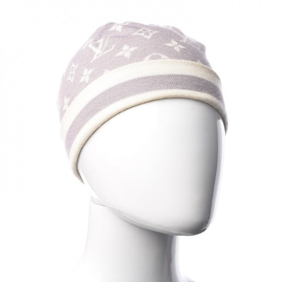 Cashmere Silk Monogram Beanie Lilac