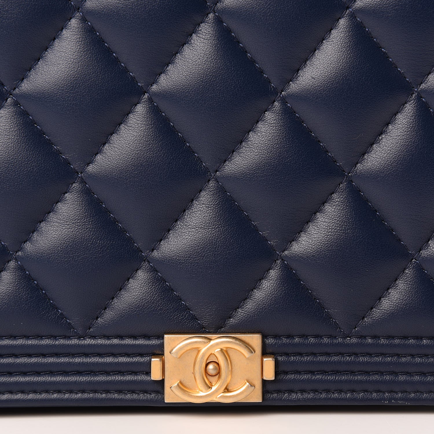 Chanel Lambskin Quilted Boy Wallet On Chain WOC Navy Blue 12 of 13