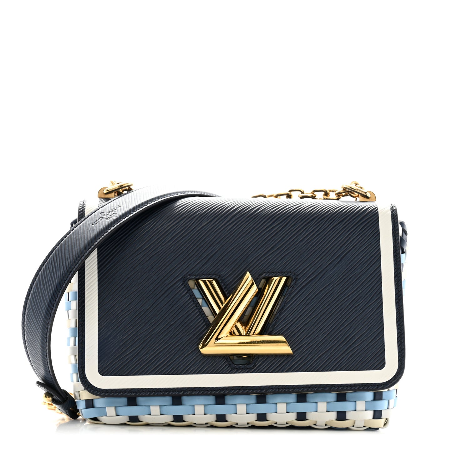 Epi Guinguette Twist Shoulder Bag MM Indigo Blue