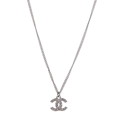 Chanel Crystal Timeless CC Necklace Silver 1 of 6