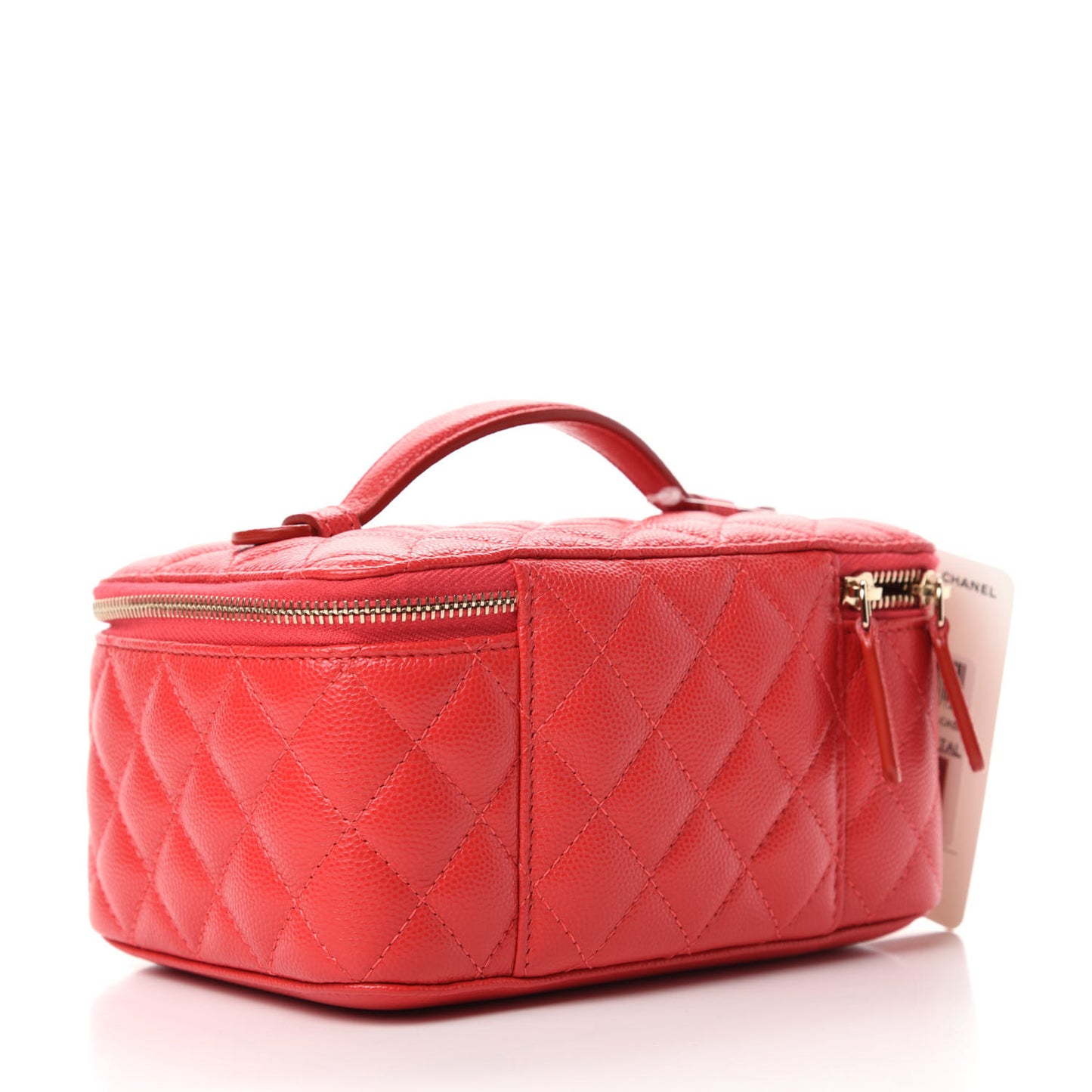 Caviar Quilted Top Handle Jewelry Case Red