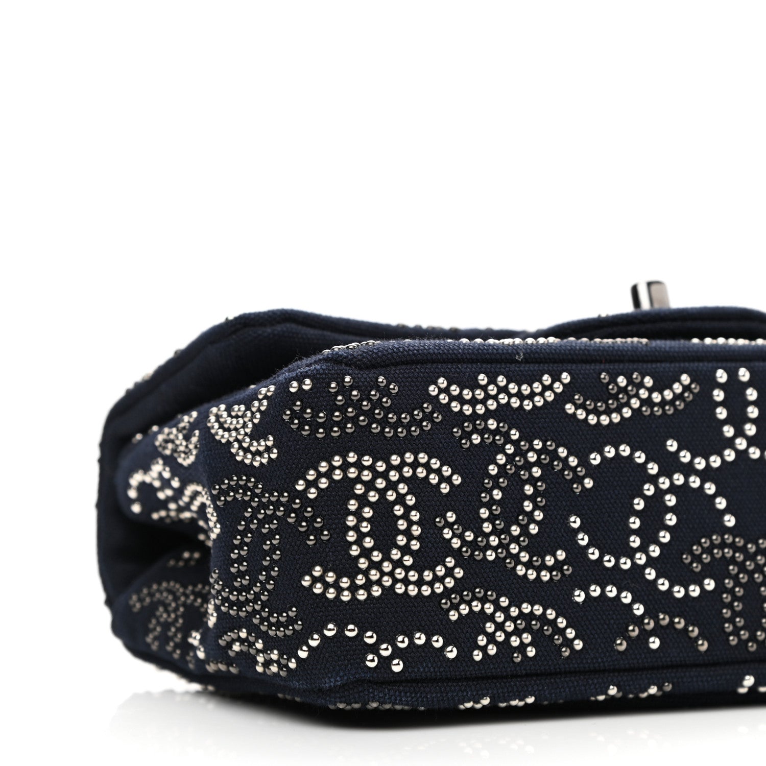 Chanel Canvas Studded Mini Rectangular Flap Navy 9 of 11