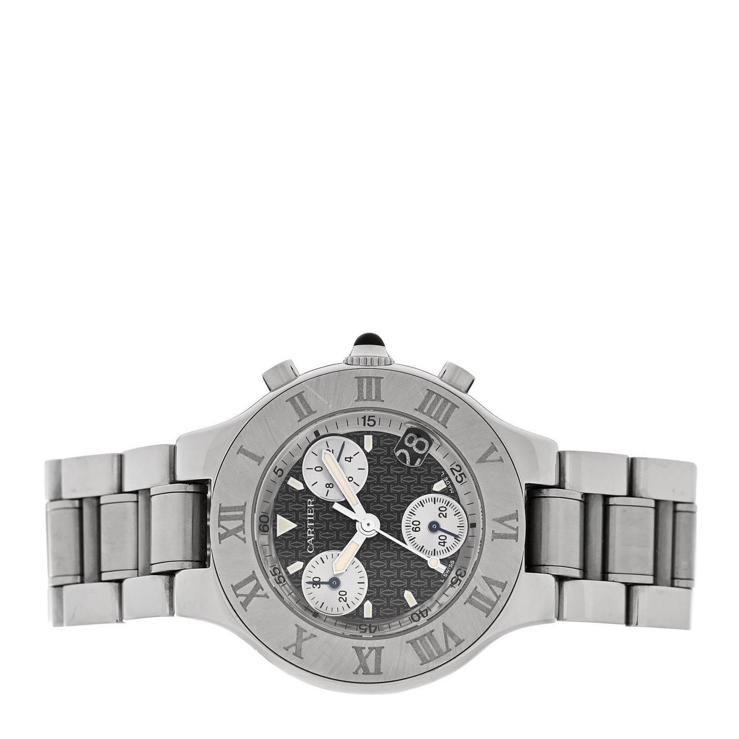 Stainless Steel 38mm Must de 21 Chronoscaph Quartz Watch Black