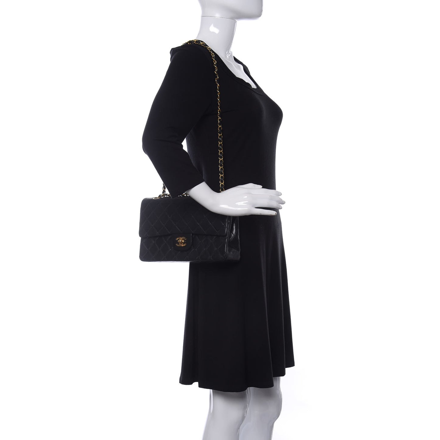 Lambskin Quilted Medium Double Flap Black