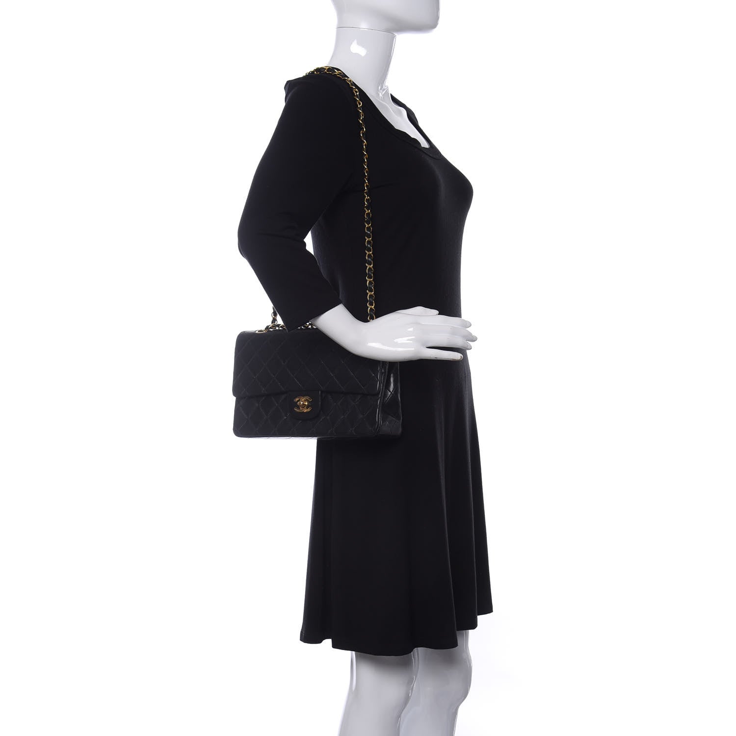 Chanel Lambskin Quilted Medium Double Flap Black 2 of 20