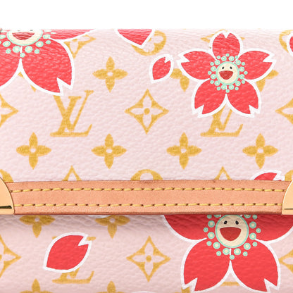 Louis Vuitton Monogram Cherry Blossom Porte-Monnaie Plat Coin Purse Red 7 of 7
