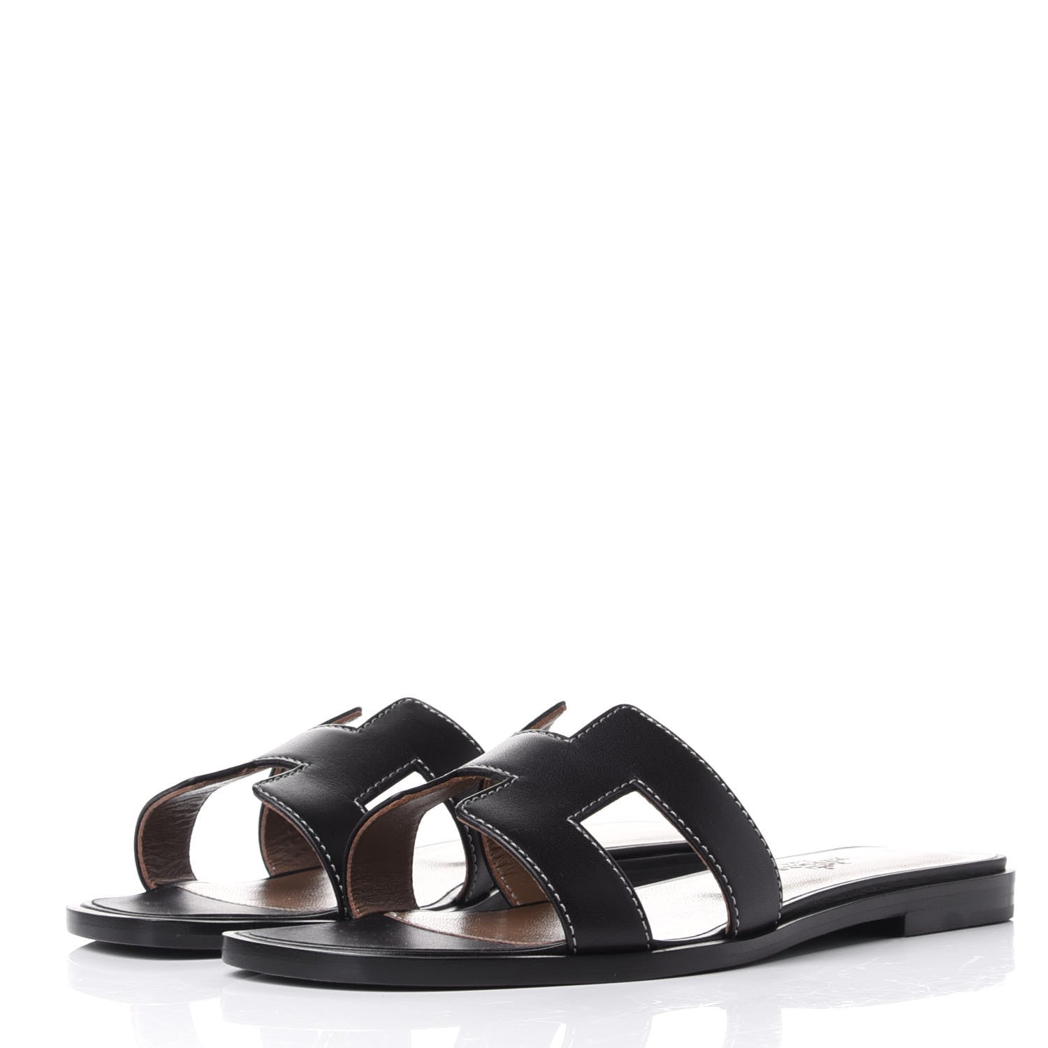 Hermes Box Calfskin Oran Sandals 35.5 Black 3 of 11