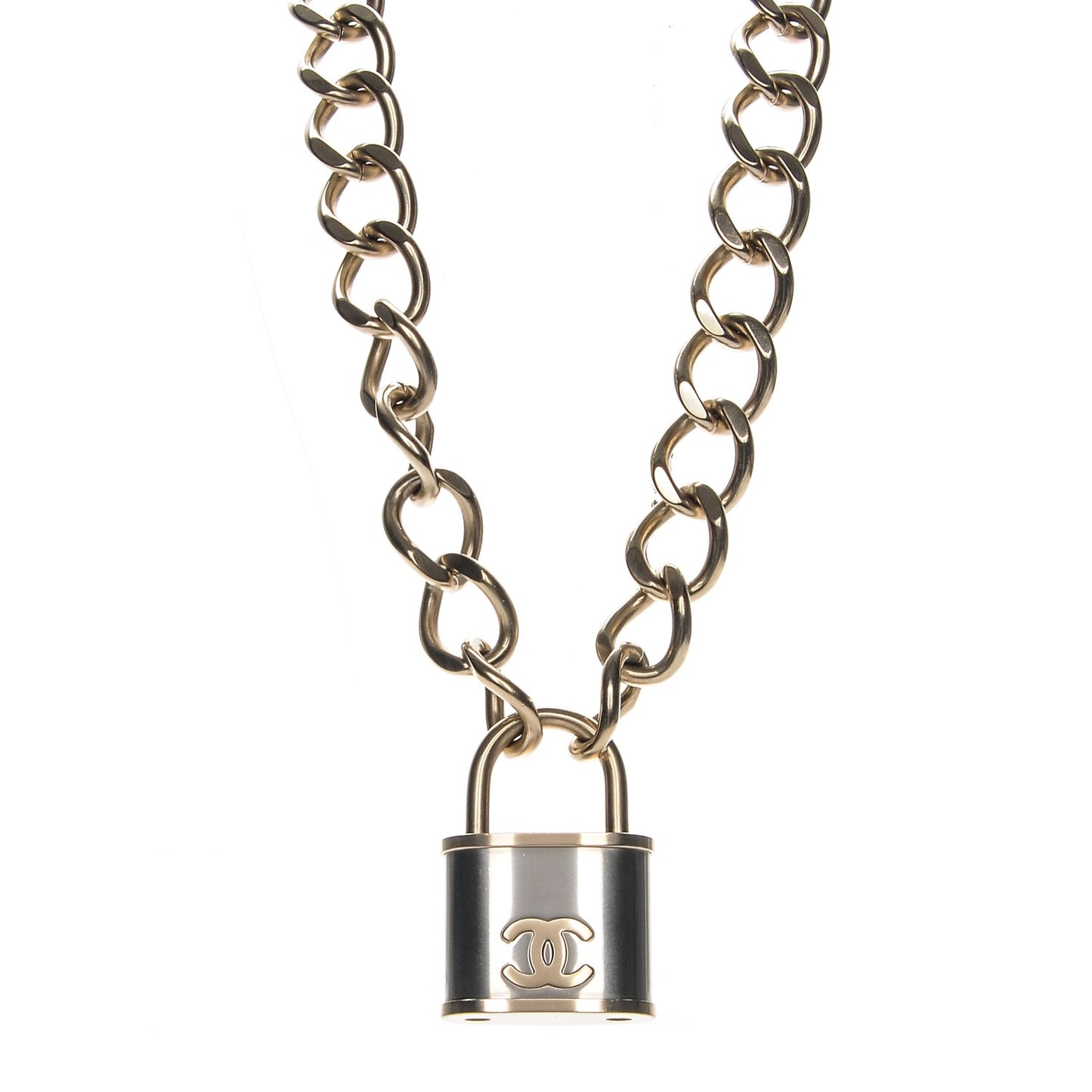 CC Oversized Padlock Necklace Gold Silver