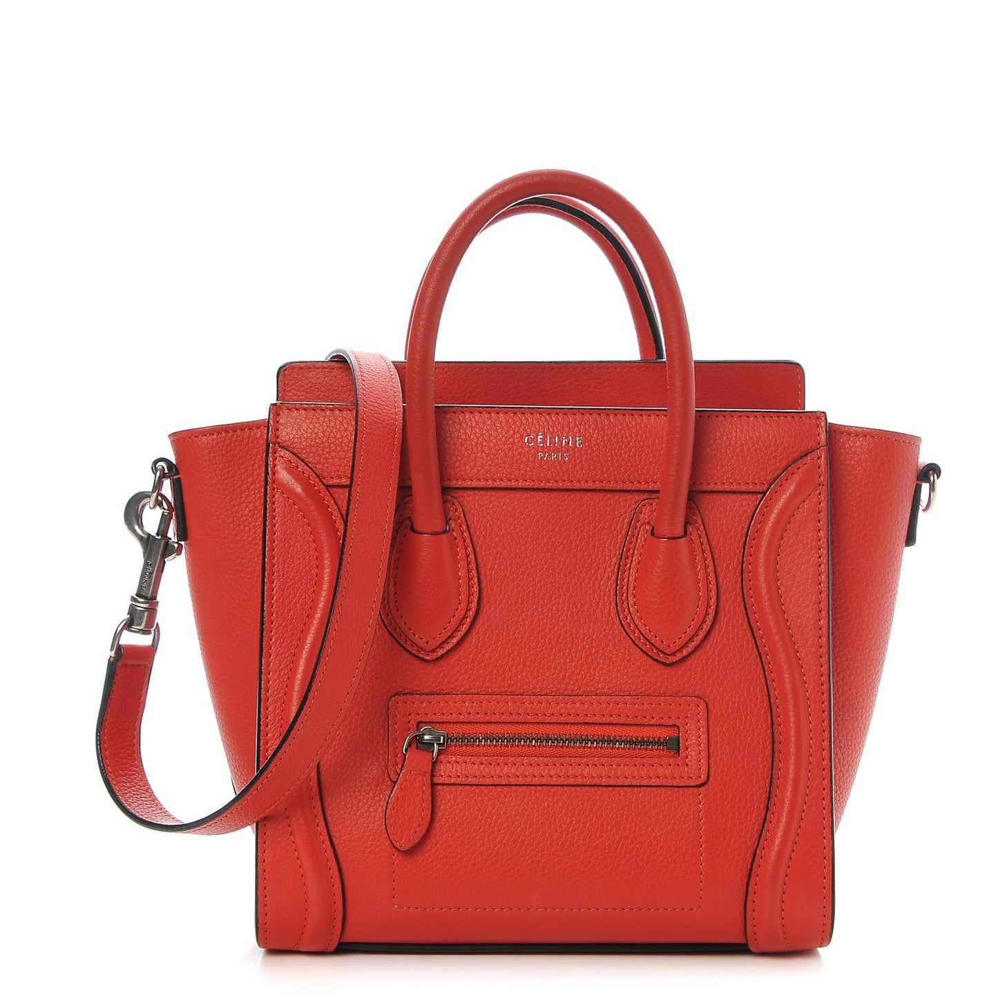 Drummed Calfskin Nano Luggage Vermillion
