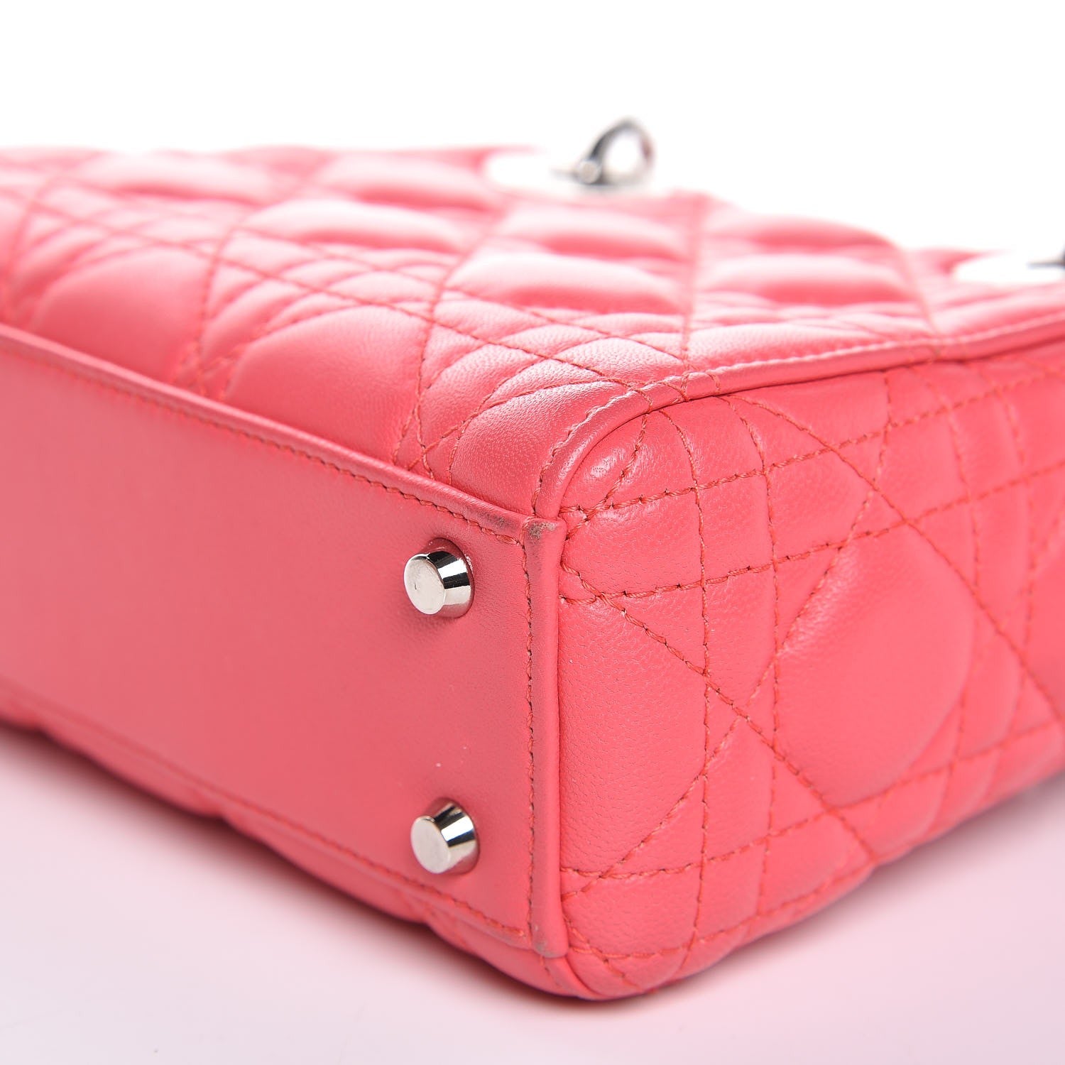 Christian Dior Lambskin Cannage Mini Lady Dior Coral 11 of 11