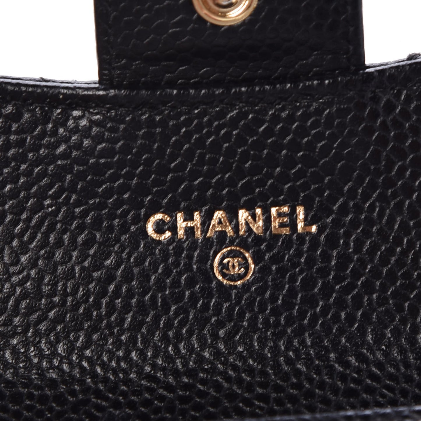 Caviar Quilted Flap Card Holder Black