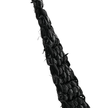 Prada Yarn Raffia Effect Crochet Logo Embroidered Tote Bag Black 11 of 12