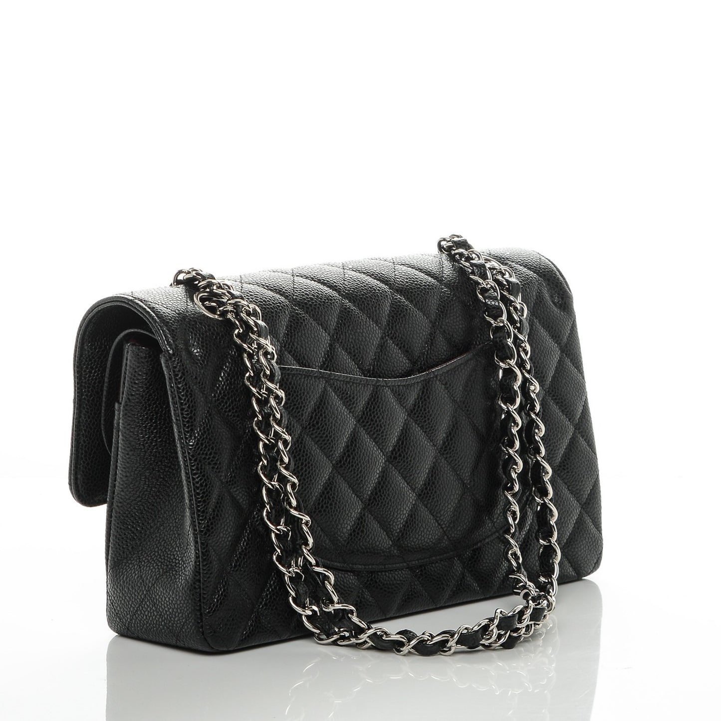 Caviar Quilted Medium Double Flap Black