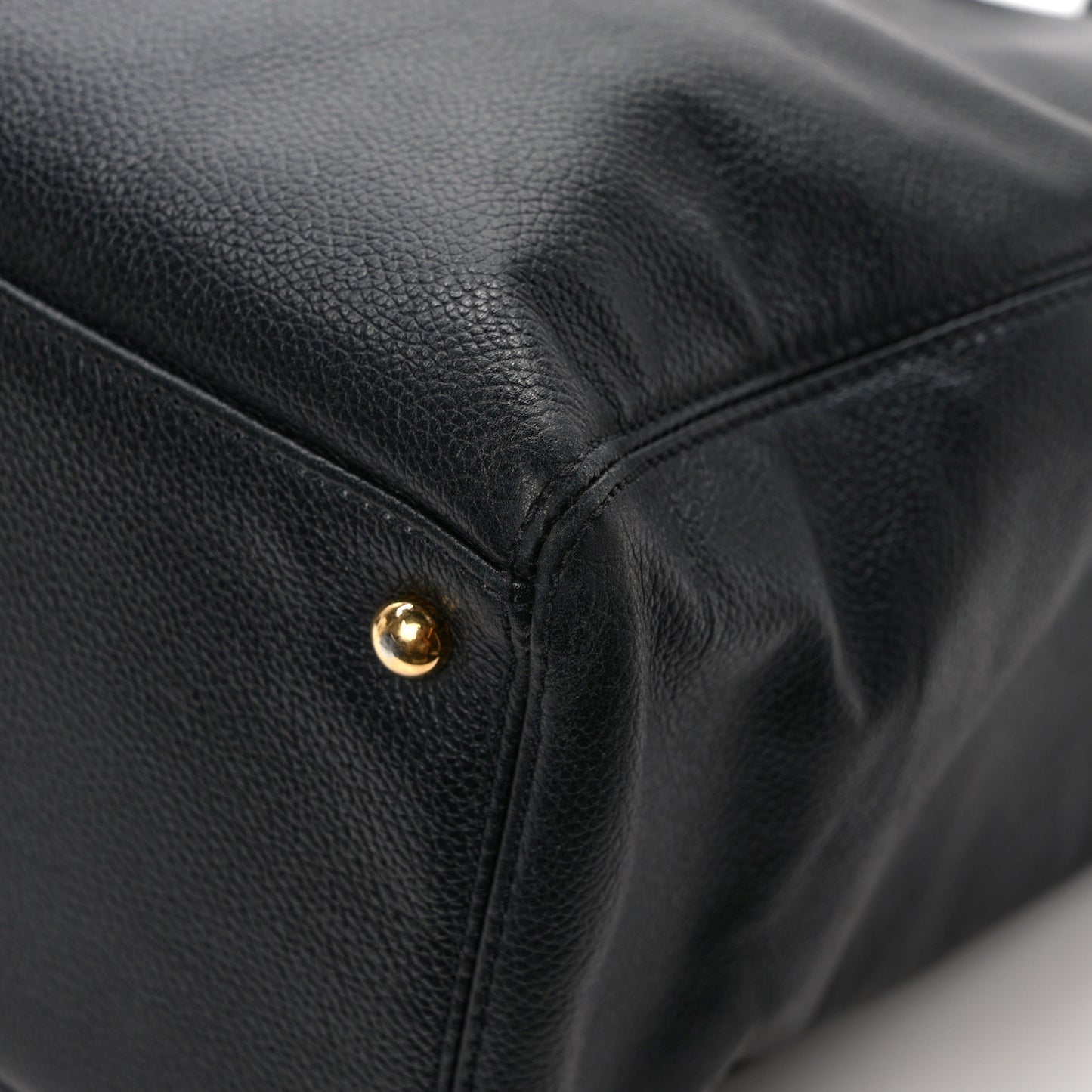 Calfskin Cerf Executive Shopper Tote Black