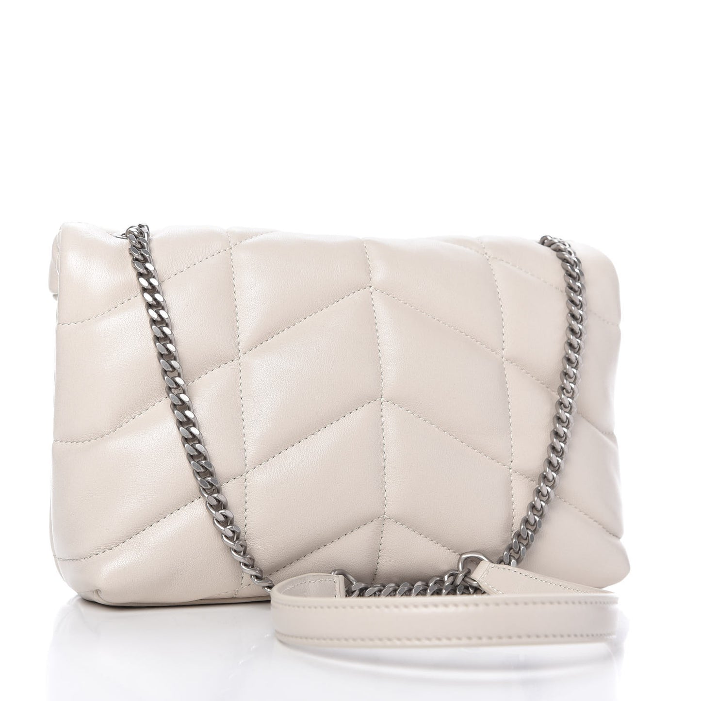 Lambskin Quilted Toy Loulou Puffer Monogram Chain Satchel Crema Soft