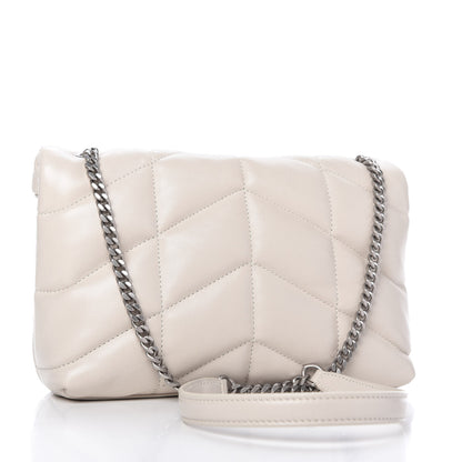 Saint Laurent Lambskin Quilted Toy Loulou Puffer Monogram Chain Satchel Crema Soft 3 of 11