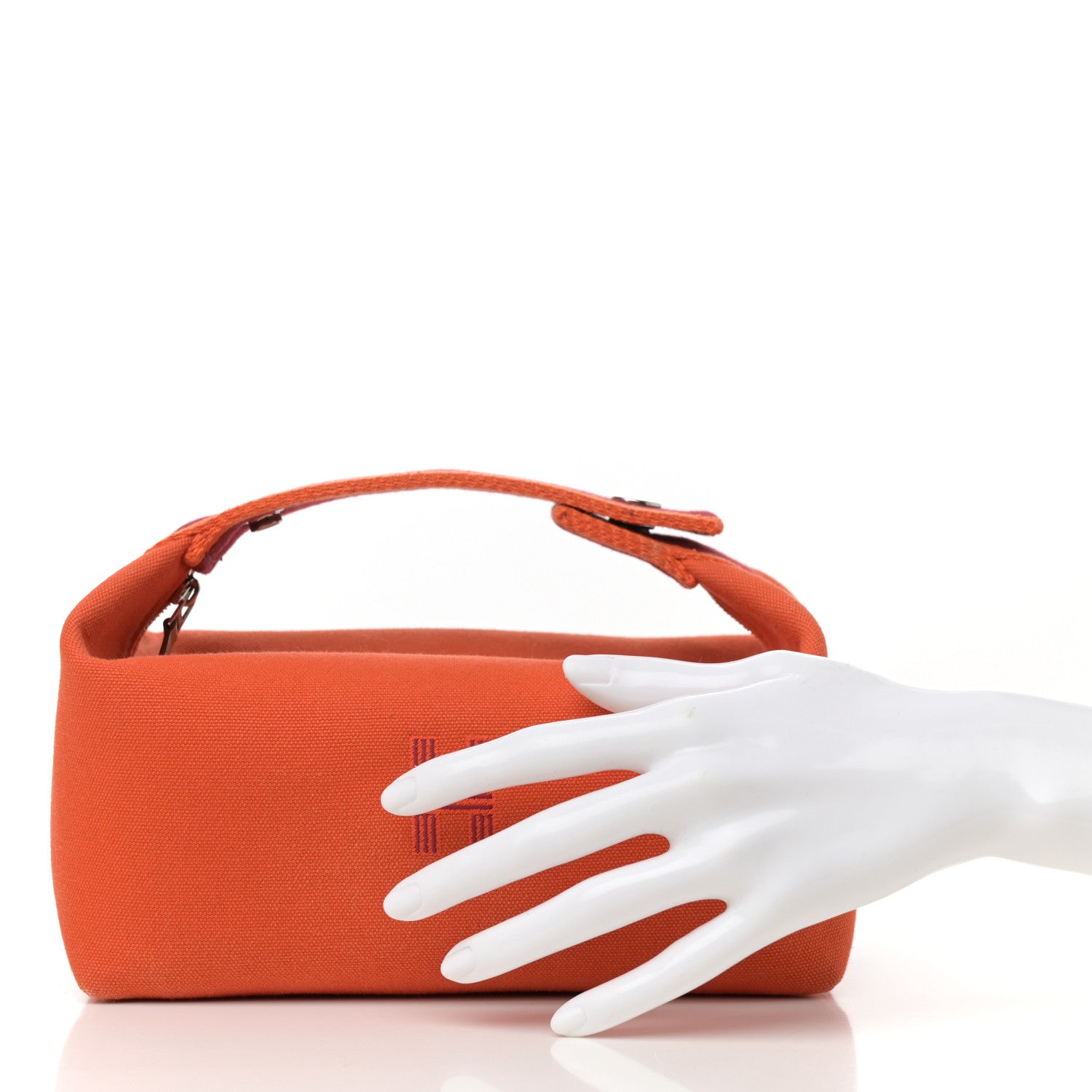 Hermes Canvas Small Bride-A-Brac Pouch Orange Burgundy 2 of 9