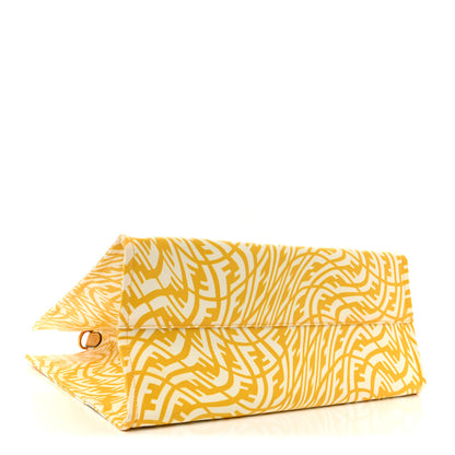 Fendi X SARAH COLEMAN Glazed Canvas Vitello King FF Vertigo Shopping Tote Bag Mimosa White 4 of 12