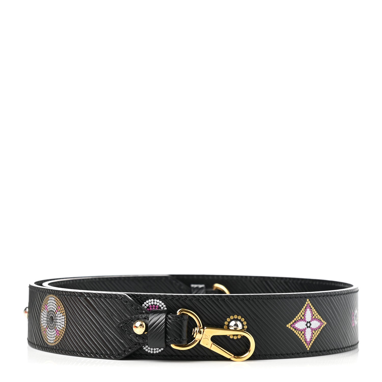 Louis Vuitton Epi Bead Embroidery Print Bandouliere Shoulder Strap Black 1 of 5