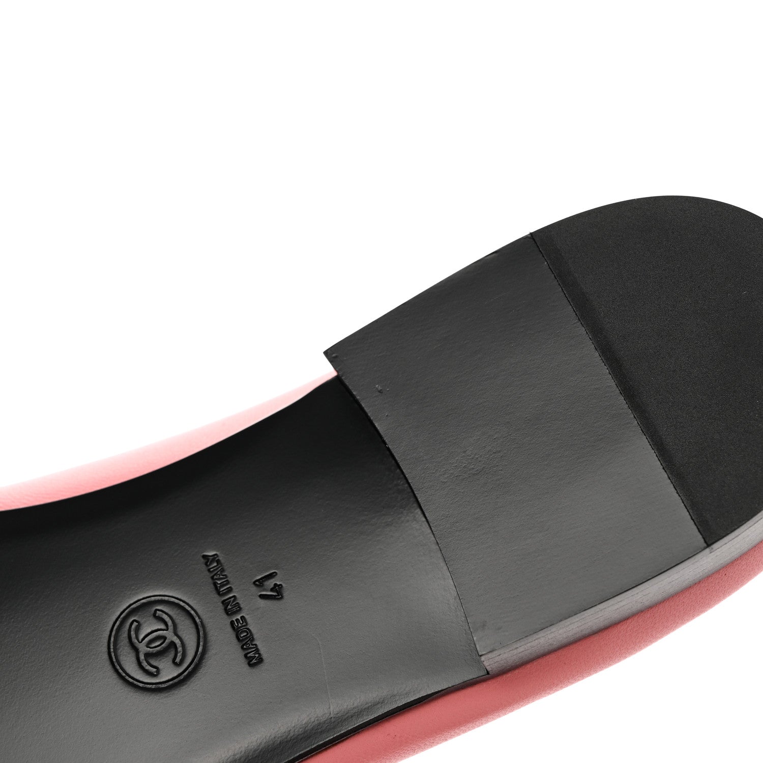 Chanel Lambskin Cap Toe CC Ballerina Flats 41 Coral Black 10 of 11