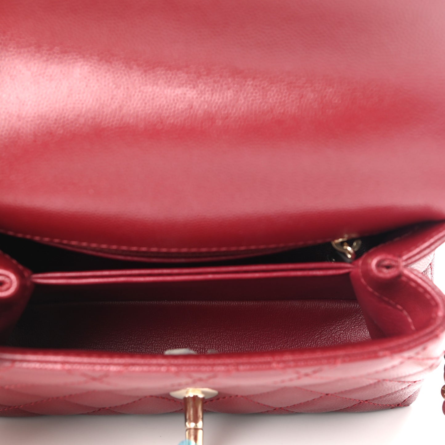 Caviar Quilted Lizard Embossed Extra Mini Coco Handle Flap Burgundy