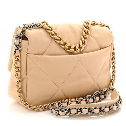 Chanel Shiny Goatskin Quilted Medium Chanel 19 Flap Beige 3 of 10