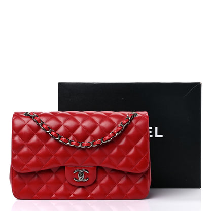 Chanel Lambskin Quilted Jumbo Double Flap Red 10 of 10