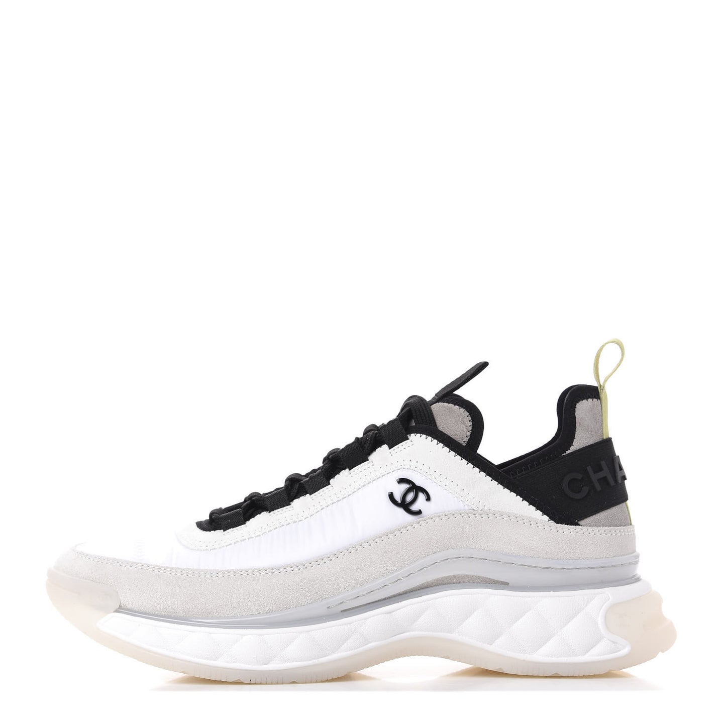 Nylon Calfskin Suede CC Sneakers 38.5 White Grey Yellow