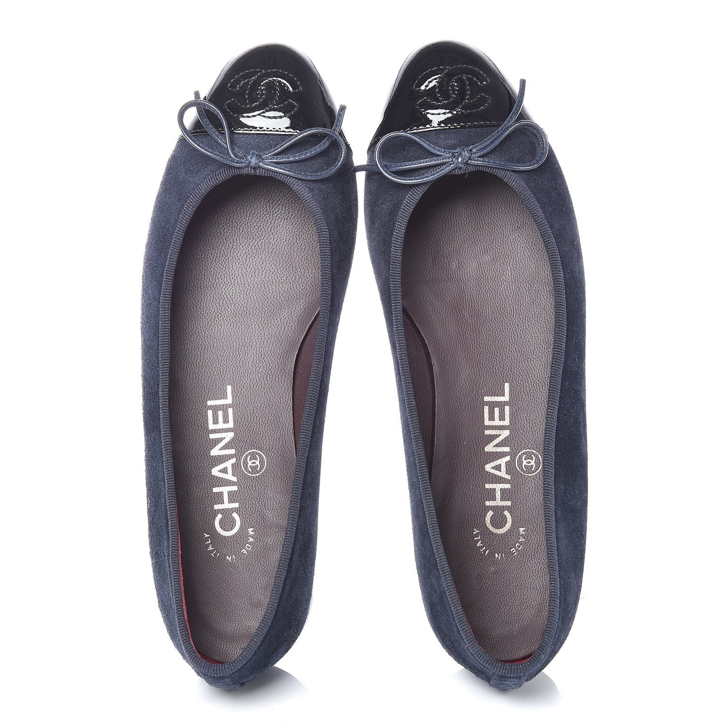 Suede Patent Cap Toe CC Ballerina Flats 35 Marine Black