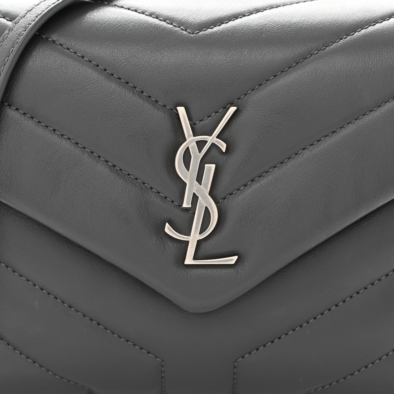 Saint Laurent Calfskin Y Quilted Monogram Toy Loulou Crossbody Bag Storm 8 of 10