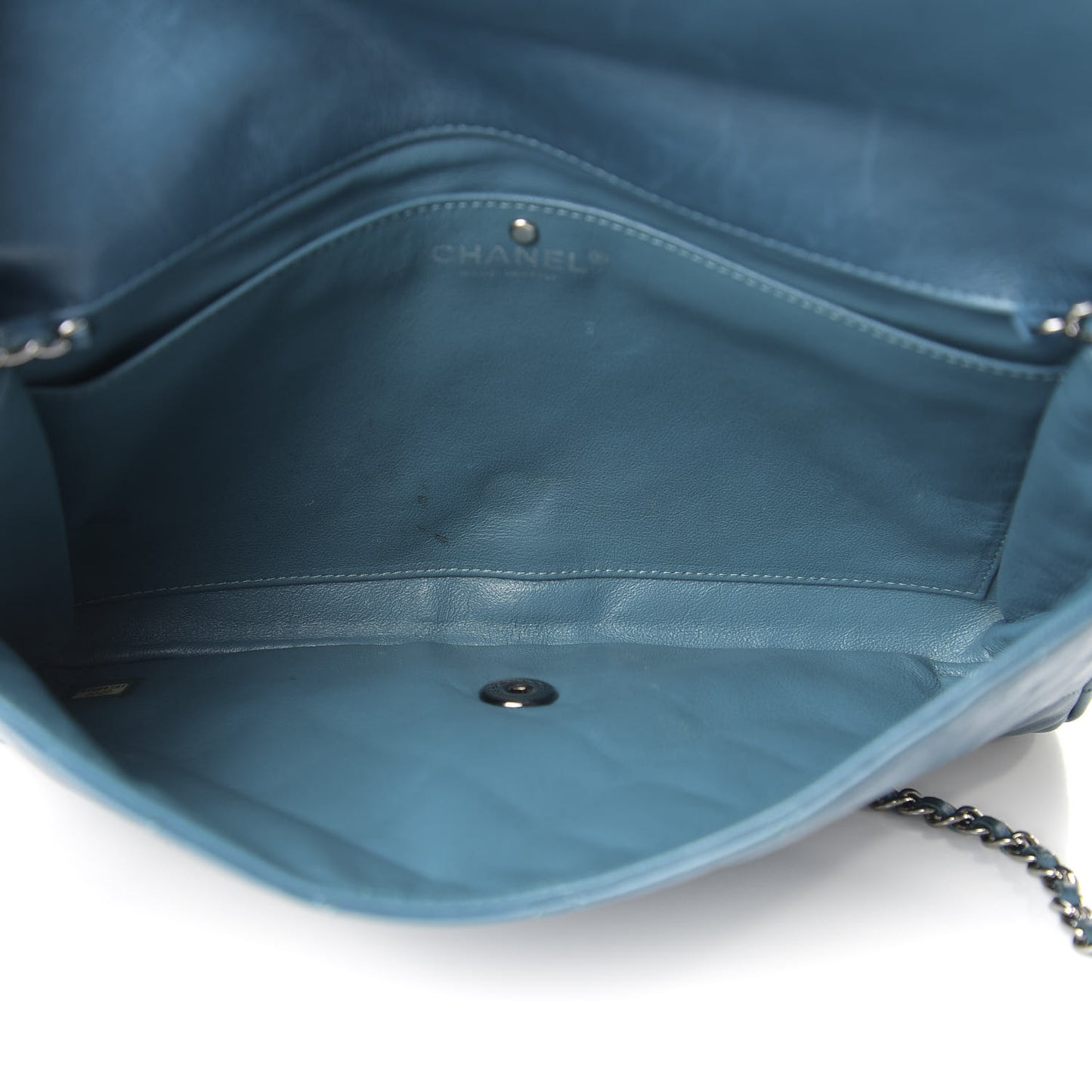 Lambskin Quilted Clutch With Chain Flap Turquoise