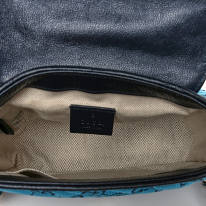 Gucci Monogram Multicolor Matelasse Diagonal Mini GG Marmont Top Handle Shoulder Bag Light Blue 4 of 11