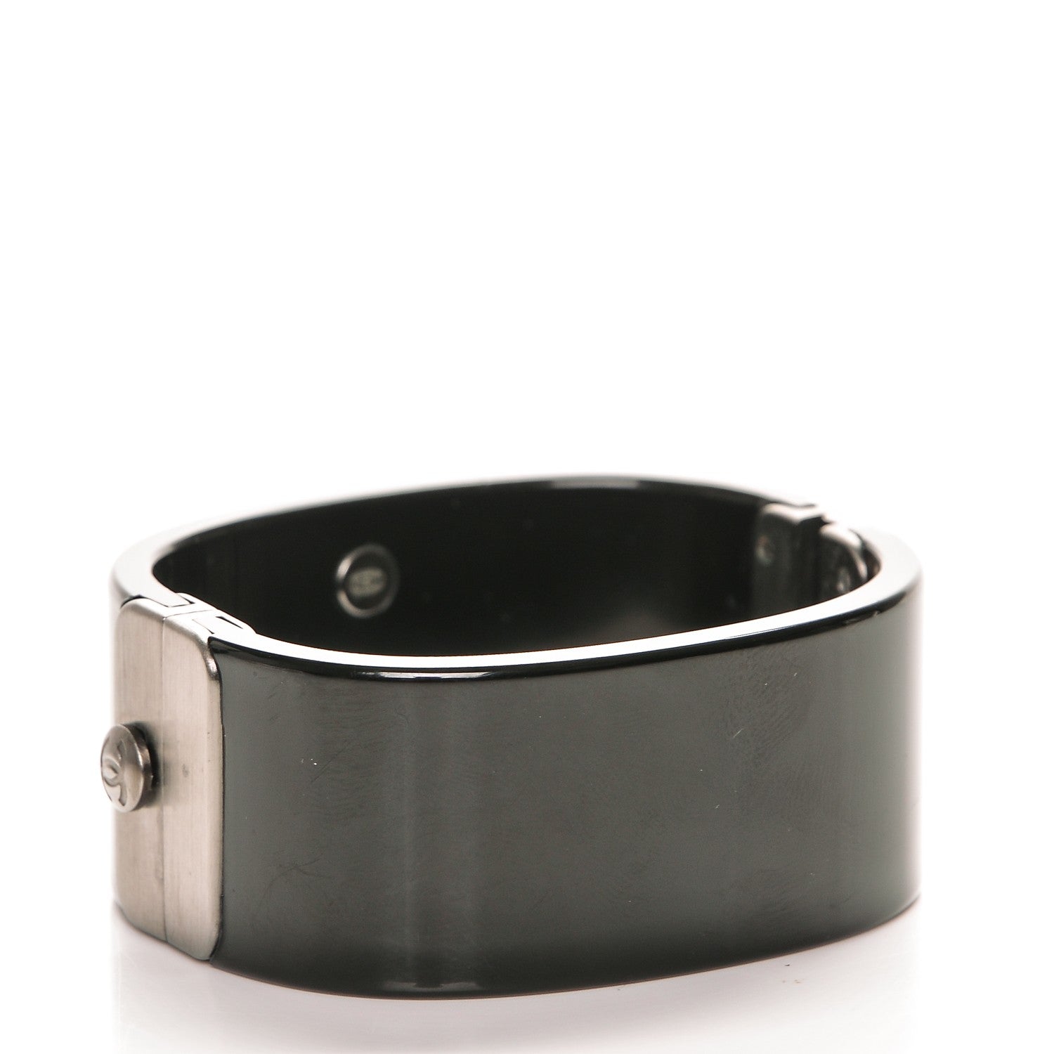 Chanel Resin Baguette Crystal CC Cuff Black 3 of 6