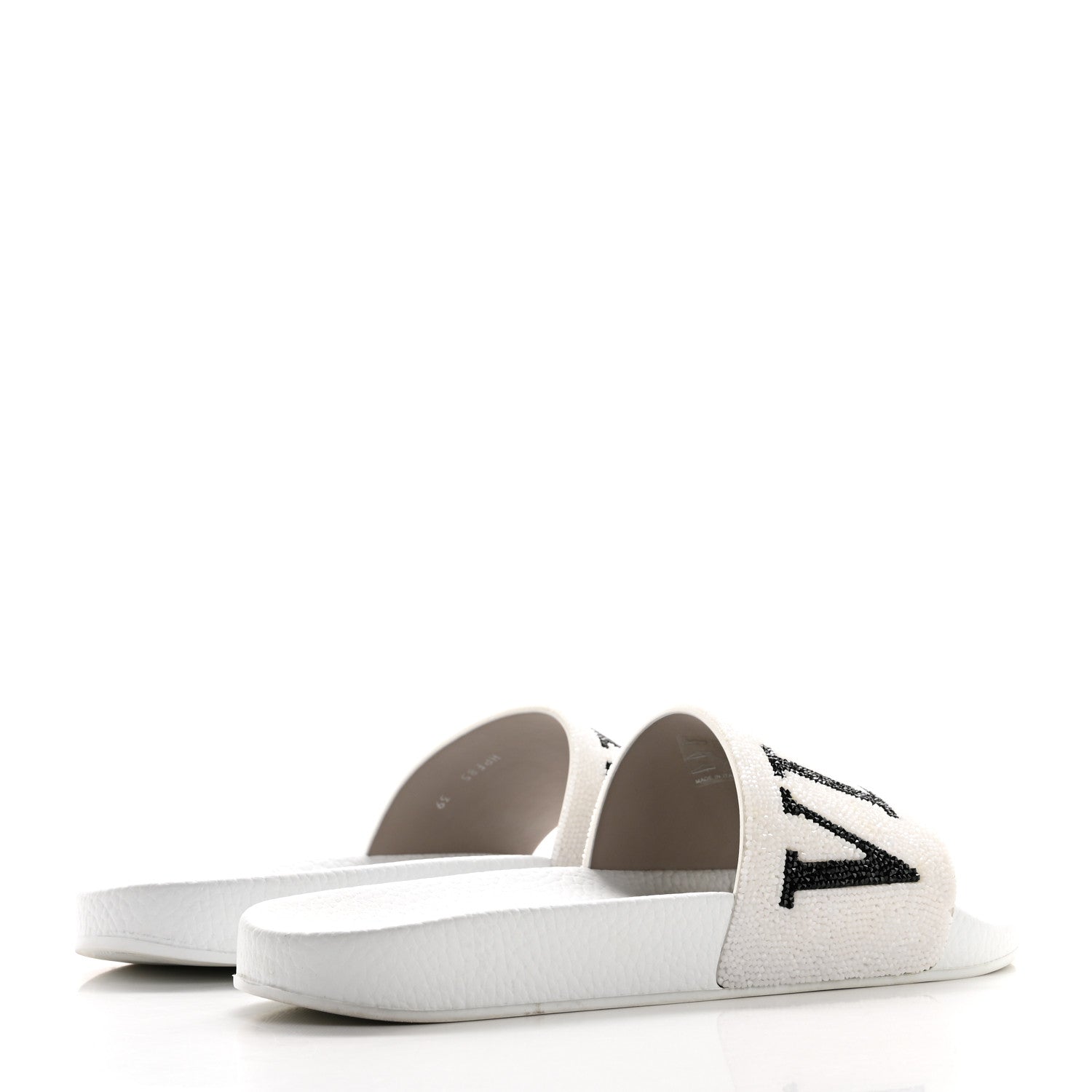 Valentino Garavani Rubber Swarovski VLTN Pool Slide Sandals 39 White 5 of 9