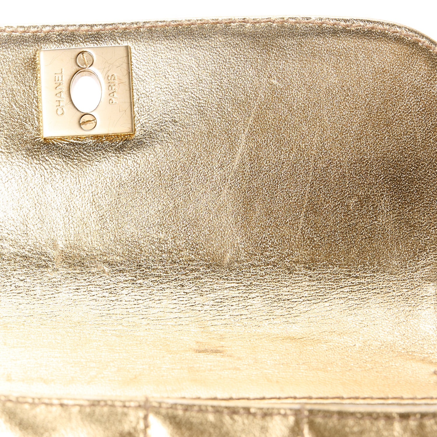 Chanel Metallic Lambskin Quilted Chocolate Bar 3 Chain Flap Gold 12 of 13