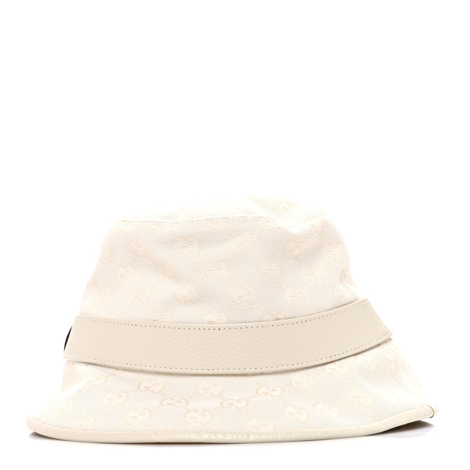 Gucci Monogram Textured Dollar Calfskin GG Jago Bucket Hat S Ivory 4 of 8