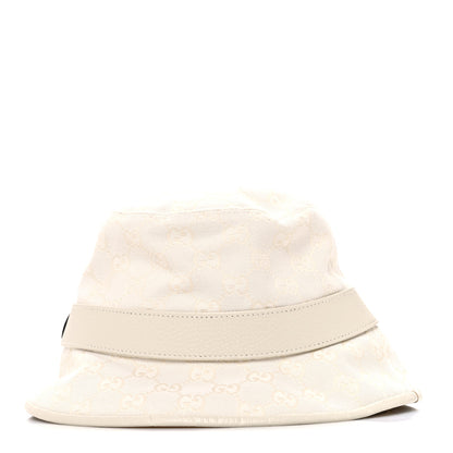 Gucci Monogram Textured Dollar Calfskin GG Jago Bucket Hat S Ivory 4 of 8