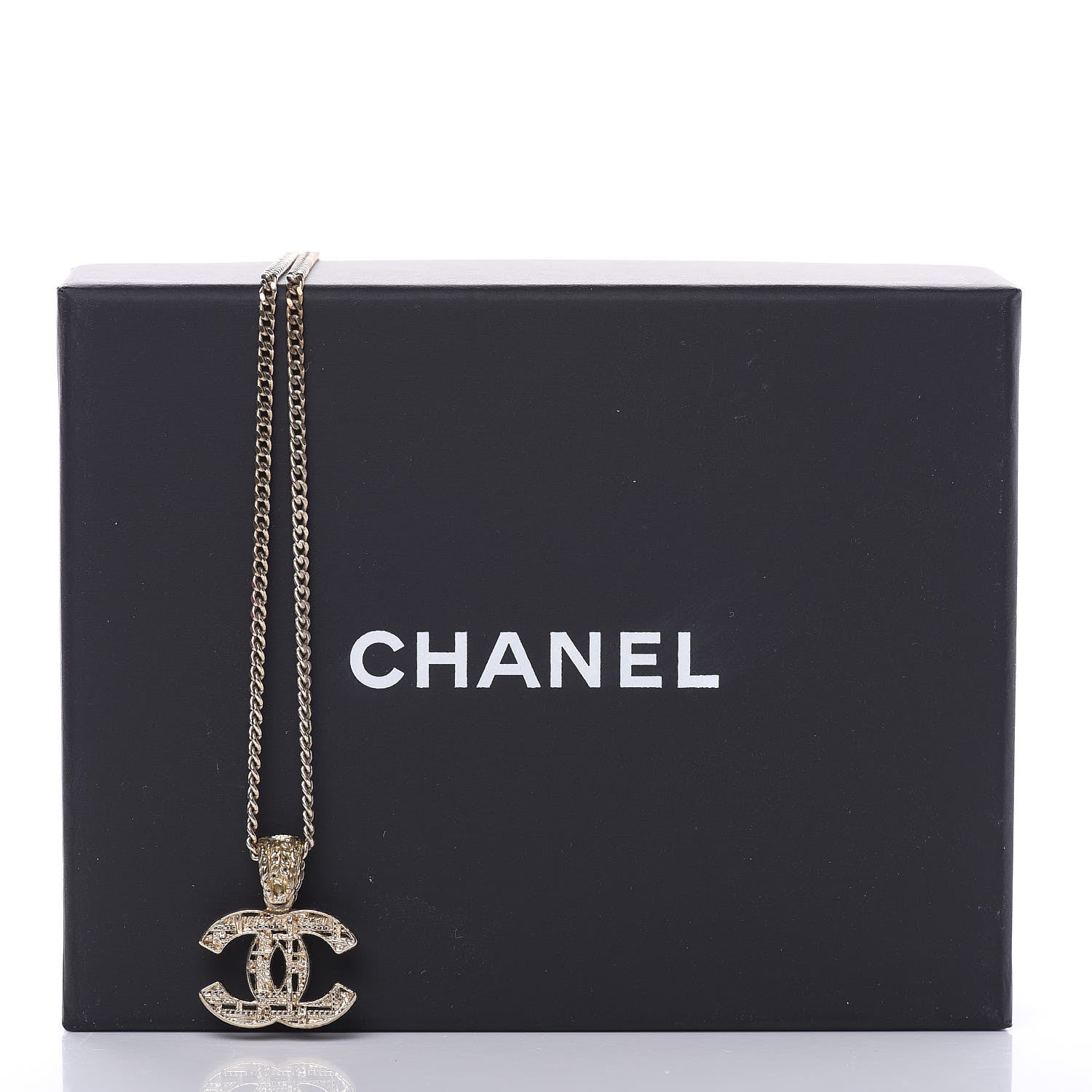 Chanel Tweed Effect CC Necklace Gold 6 of 6
